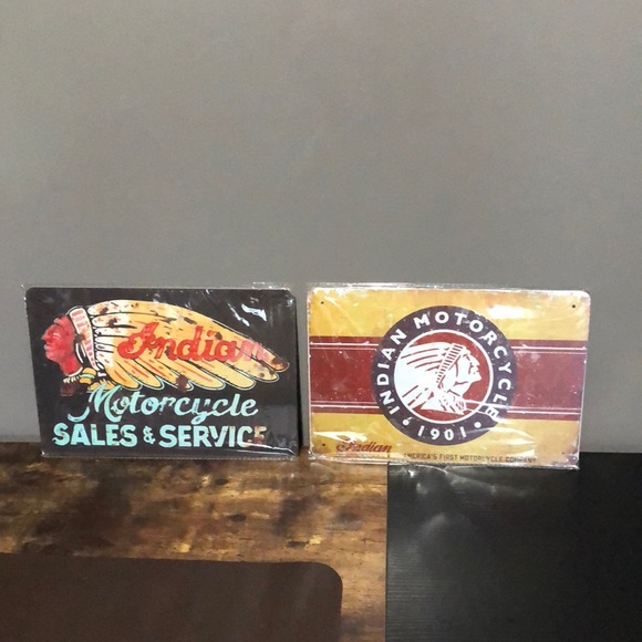 COPY - Two NWT Indian motorcycle tin wall signs - Picture 1 of 4